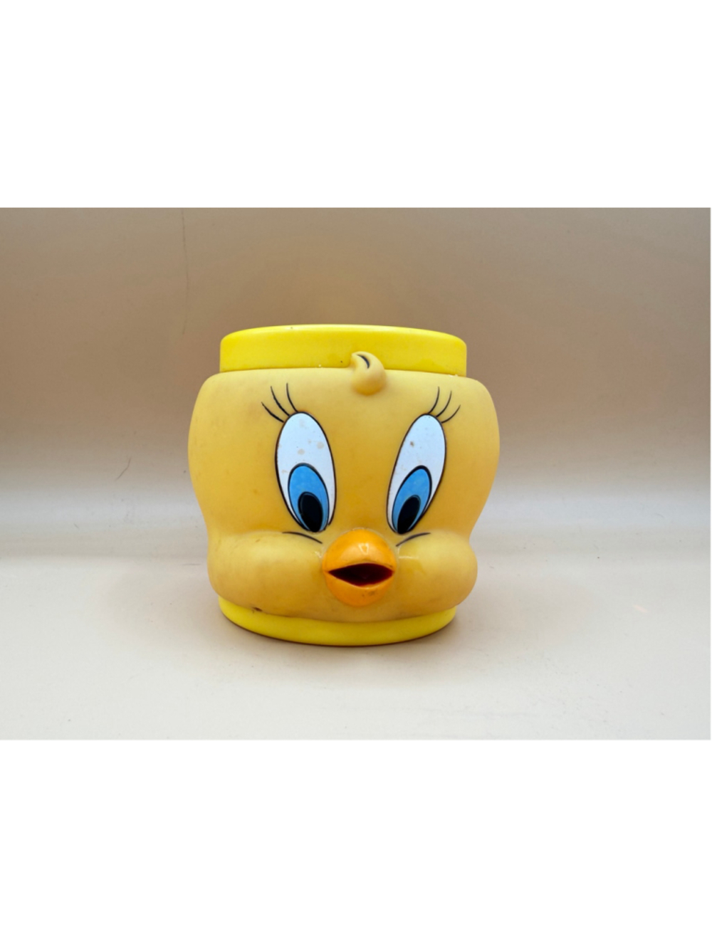 Vintage 1992 Warner Bros Tweety Bird 3D Face Plastic Mug Cup Looney Tunes